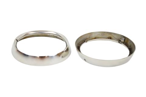 Jeep CJ Headlight Bezels Pair 72-86 CJ Polished Silver Kentrol