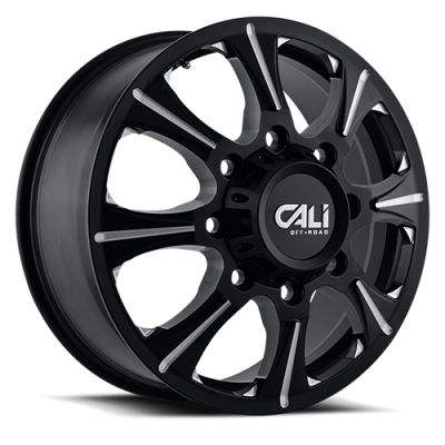 Dually Wheels Brutal Dually 9105 BK-M 22x8.25 Black 8 On 165.1 Bolt Pattern 127 Offset 116.7 Bore Cali Offroad Wheels