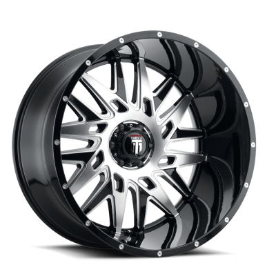 DNA AT184 Gloss Black Machined 22X12 5-127 -44MM 78.1MM Off Road Wheels American Truxx
