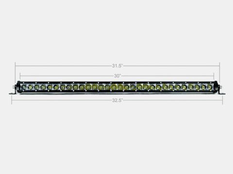 32 Inch Slim Single Row Straight LED Light Bar 15000 Lumens Amber Cali Raised LED