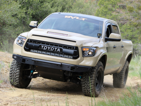 14-21 Tundra 42 Inch Hidden Grille Curved LED Light Bar Brackets Kit Two Combo Beam LED Light Bar Blue Backlight Cali Raised LED