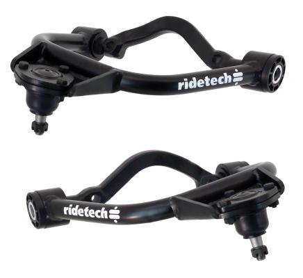 Front Upper Strongarms For 1958-1964 Impala Pair Of Tubular Control Arms W/ Ball Joints Cross Shafts And Delrin Bushings Powder Coated Satin Black Ridetech