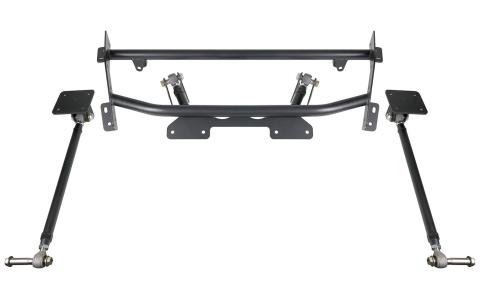 Bolt-On 4-Link For 1968-1974 Nova R-Joints Adjustable Upper Bars Fixed Lower Bars Bolt-On Cradle Axle Brackets And Hardware Powder Coated Black For Use W/ Shockwaves Or Coil-Overs Sold Separately Ridetech