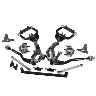 Truturn System W/ Hub Spindles For 1964-1966 Mustang For Use W/ Coil-Overs Or Shockwaves Sold Separately Upper And Lower Arms Delrin Bushings Ball Joints Cross Shafts Spindles W/ S550 Hubs Caliper Brackets Steering Arms And Tie Rods Ridetech
