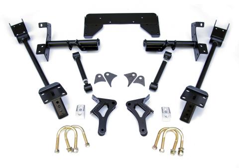 Bolt-On 4-Link W/ Double Adjustable Bars For 1970-1974 Mopar E-Body R-Joints Bars Bolt-On Cradle Axle Brackets And Hardware Powder Coated Black For Use W/ Shockwaves Or Coil-Overs Sold Separately Ridetech