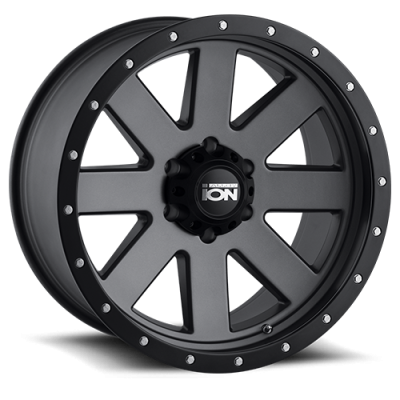 Cast Aluminum Wheels 134 GY 20x10 Black Beadlock Matte Gunmetal Gray 5 On 127 Bolt Pattern -19 Offset ION Wheels