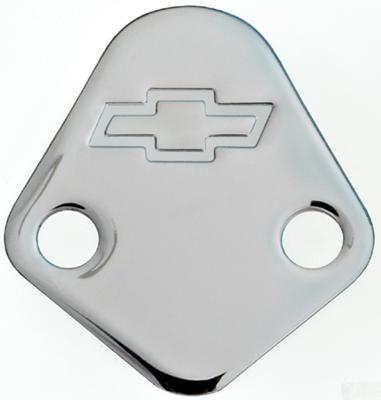Fuel Pump Block-Off Plate Chrome with Bowtie Logo Fits BB Chevy V8 Engines Chevrolet Performance Parts