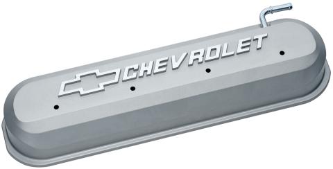 Engine Valve Covers Tall Style Die Cast Gray with Bowtie Logo LS Engines Raised & Milled Chevrolet & Bowtie Logos Chevrolet Performance Parts