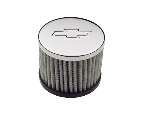 Engine Valve Cover Breather 3 Inch Diameter Chevy Logo Push-In Style w/o HoodChrome Chevrolet Performance Parts