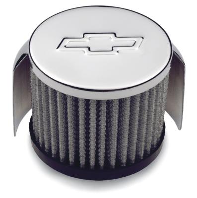 Engine Valve Cover Breather Cap Clamp-On Style Bowtie Logo 3 Inch Diameter Chevrolet Performance Parts