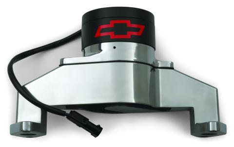 Electric Engine Water Pump Aluminum Chrome with Bowtie Logo Fits BB Chevy Chevrolet Performance Parts