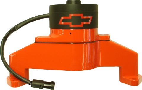 Electric Engine Water Pump Aluminum Orange with Bowtie Logo Fits BB Chevy Chevrolet Performance Parts