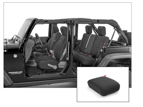Jeep Wrangler Neoprene Seat Covers Front And Rear with Free Center Console Cover for 07 Wrangler Unlimited JK Black Diver Down
