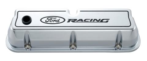 Engine Valve Covers Tall Style Die Cast Chrome with Ford Logo For SB Ford Recessed Black Ford Racing Logo Ford Racing