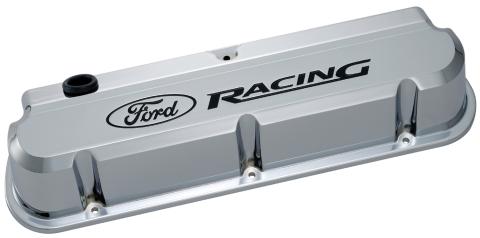Valve Covers Slant Edge Tall Die Cast Chrome w/Recessed Ford Logo SB Ford Recessed Black Ford Racing Logo Ford Racing