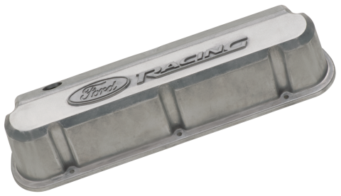 Valve Covers Slant Edge Tall Alum. Unfinished with Raised Ford Logo SB Ford Raised Ford Racing Logo Ford Racing