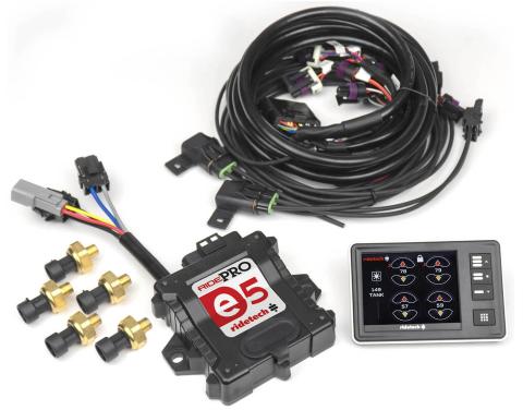 Ridepro E5 Air Suspension Control System W/ 5 Gallon Tank 2 Air Compressors 5 Gallon Tank Ridepro Electric Valve Touch Screen Display Ecu Pressure Sensors Wiring Harness 1/4 Inch Airline And Fittings Ridetech
