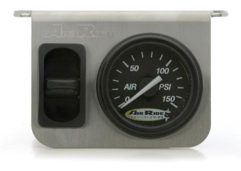1-Way Analog Control Panel For Air Suspension 1 Single Needle Black Face Gauge 1 Pneumatic Toggle Switch And A Stainless Steel Panel Ridetech