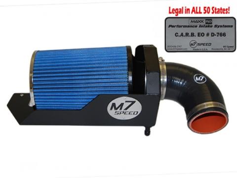 Gen 2 High Flow Intake System Black Powdercoated Aluminum Hsg Blue 8 Ply Cotton Filter Black Silicone Elbow.