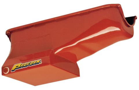 Engine Oil Pan Low Profile Design Hi-Capacity 7 Quart Orange SB Chevy Proform