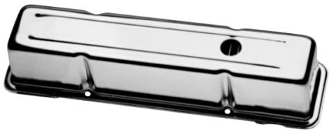 Engine Valve Covers Stamped Steel Tall Chrome w/Baffles Fits SB Chevy No Logos Proform