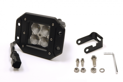 3.0 X 3.0 Inch 16W Square Flush Mount LED Light Flood Beam 1,440 Lumens Each Southern Truck Lifts