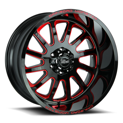 Aluminum Wheels 20x10 M17 GBMLR Series Gloss Black/Candy Red 5 On 127 Bolt Pattern -19 Offset Off Road Monster