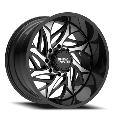 Aluminum Wheels 24x14 M28 GBM Series Machined Gloss Black 5 On 127/5 On 139.7 Bolt Pattern -76 Offset Off Road Monster