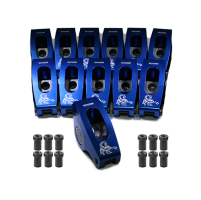 1.6 SBC Self Aligning Race Series Rocker Arms Set 3/8 Inch Set of 12 Scorpion Racing Products