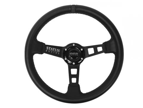 Deep Dish Leather Steering Wheel 13 Inch Diameter Black PRP Seats