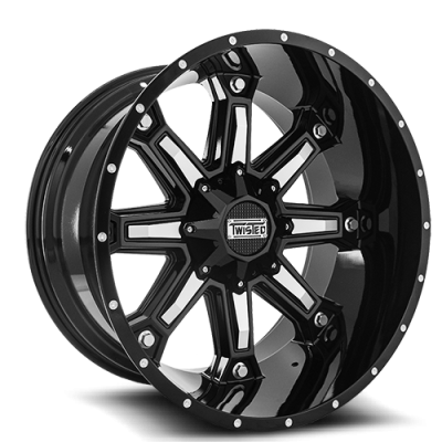 Aluminum Wheels 20x10 Vixon T-27 Gloss Black Machined 5 On 114.3/5 On 127 Bolt Pattern -12 Offset Twisted Off-Road