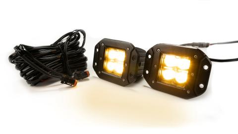 2 Inch Square Flush Mount Cree LED Lights Pair Chrome Series White/Amber With Harness 79903 Top Gun Customz