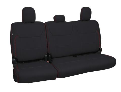 Rear Bench Seat Covers for 2021-Present Ford F150, 2023-Present Super Duty, Black with Red Stitch PRP Seats