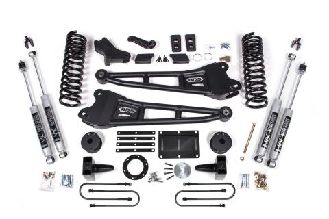 5.5 Inch Lift Kit w/ Radius Arm Ram 3500 w/ Rear Air Ride 13-18 4WD Gas Fox 2.0 Performance Shocks