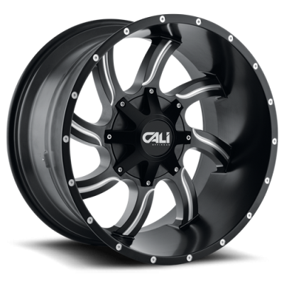 Cast Aluminum Wheels Twisted 9102 SB 20x12 Milled Spokes Satin Black 6 On 135/6 On139.7 Bolt Pattern -44 Offset Cali Offroad Wheels