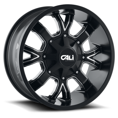 Cast Aluminum Wheels Dirty 9104 SB 20x10 Milled Spokes Satin Black 8 On 165.1/8 On170 Bolt Pattern -19 Offset Cali Offroad Wheels