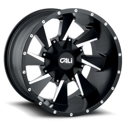 Cast Aluminum Wheels Distorted 9106 SB 20x10 Milled Spokes Satin Black 5 On 127/5 On139.7 Bolt Pattern -19 Offset Cali Offroad Wheels