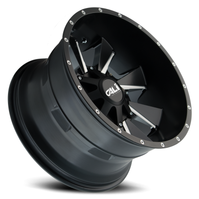 Cast Aluminum Wheels Distorted 9106 SB 20x10 Milled Spokes Satin Black 5 On 127/5 On139.7 Bolt Pattern -19 Offset Cali Offroad Wheels