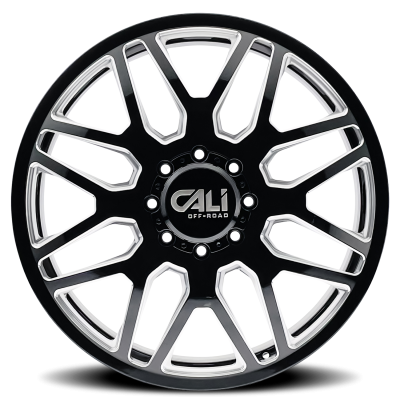 Dually Wheels Invader Dually 9115D GB-M 24x8.25 Milled Spokes Gloss Black 8 On 165.1 Bolt Pattern 115 Offset Cali Offroad Wheels