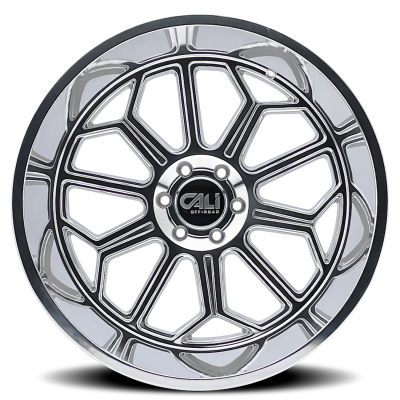 Cast Aluminum Wheels Auburn 9117 PO 22x12 Milled Spokes Polished 6 On 135 Bolt Pattern -51 Offset Cali Offroad Wheels