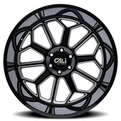 Cast Aluminum Wheels Auburn 9117 BM 24x14 Milled Gloss Black 6 On 135 Bolt Pattern -76 Offset Cali Offroad Wheels