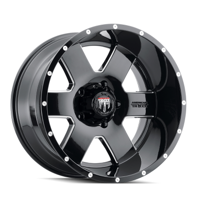 Armor AT155 Gloss Black Milled 18X9 5-127 -12MM 78.1MM Off Road Wheels American Truxx
