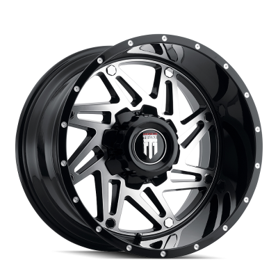 Warrior AT165 Gloss Black Machined 20X12 5-127 -44MM 78.1MM Off Road Wheels American Truxx