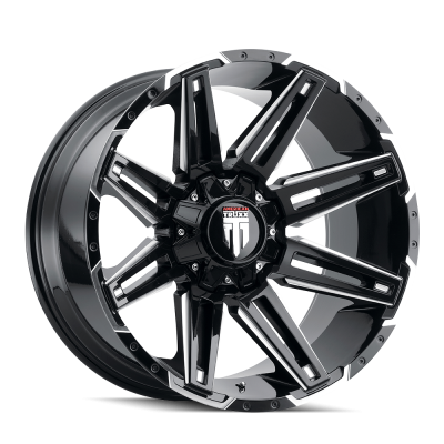 Boom AT1903 Gloss Black Milled 20X9 5-127 -12MM 78.1MM Closed Lug Off Road Wheels American Truxx