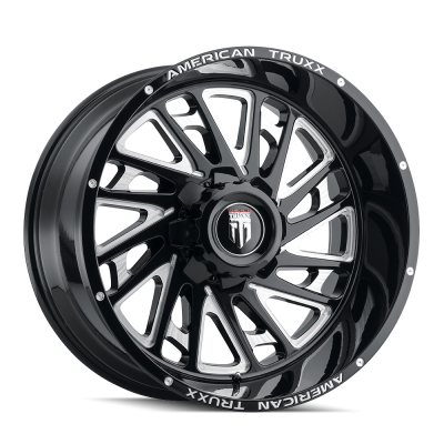 Blade AT1905 Gloss Black Milled 24X14 5-127 -76MM 78.1MM Off Road Wheels American Truxx