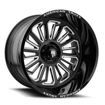 Butcher AT1916 Gloss Black Milled 20X12 5-127 -25MM 71.6MM Off Road Wheels American Truxx