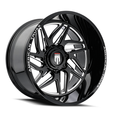 Goliath AT1917 Gloss Black Milled 24X14 6-135/6-139.7 -76MM 106.1MM Off Road Wheels American Truxx