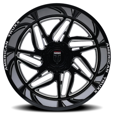 Goliath AT1917 Gloss Black Milled 24X14 6-135/6-139.7 -76MM 106.1MM Off Road Wheels American Truxx
