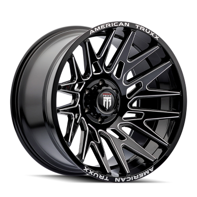 Evolution AT1919 Gloss Black Milled 22X12 6-135 -44MM 87.1MM Off Road Wheels AT