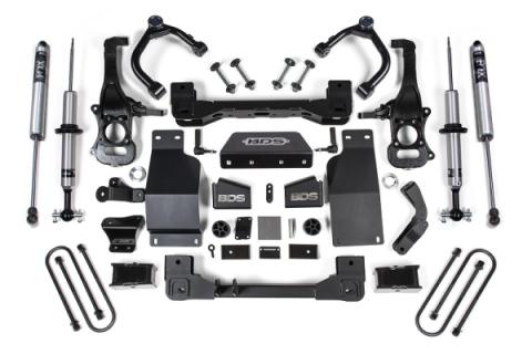 2025 Silverado/Sierra 1500 4WD 4 Inch Suspension Lift Kit 3.0 Diesel / 2.7 Gas 3 Inch Rear Block Fox 2.0 IFP PS Snap Ring Strut Front Fox 2.0 IFP PS Rear BDS Suspension